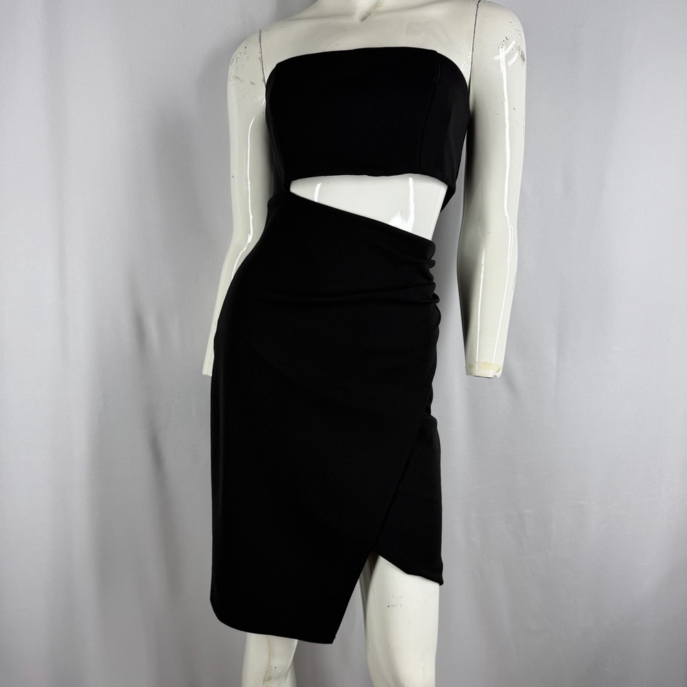 Forever 21 Black Strapless Cut-Out Mini Dress - Size Medium - Ruched Wrap Skirt